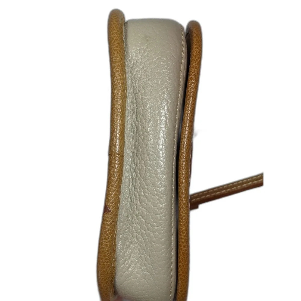 Vintage Liz Claiborne Leather CrossBody Saddle Bag Mini Purse Beige Leather 80s